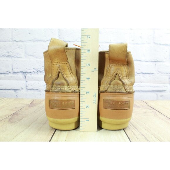 LL Bean Women's Yellow Leather Lace Up Unlined Ankle Duck Boots Size 10 M - Picture 6 of 9